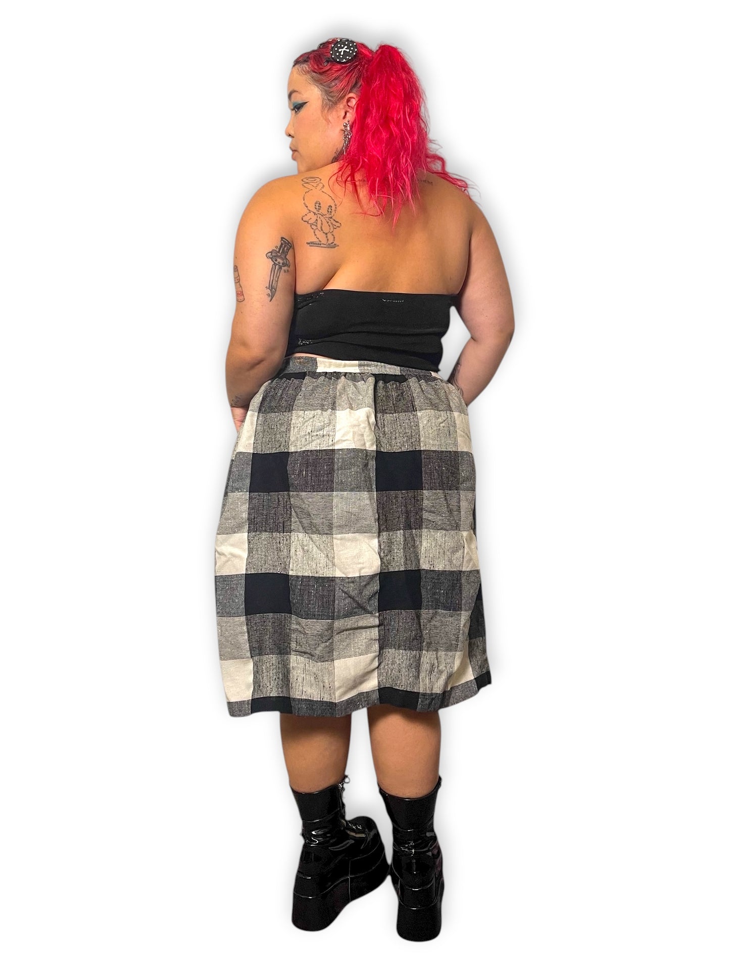 70’s Sag Harbor Black and White Tartan Plaid Skirt (2X)