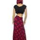Vintage Magenta Floral Maxi Skirt (M)