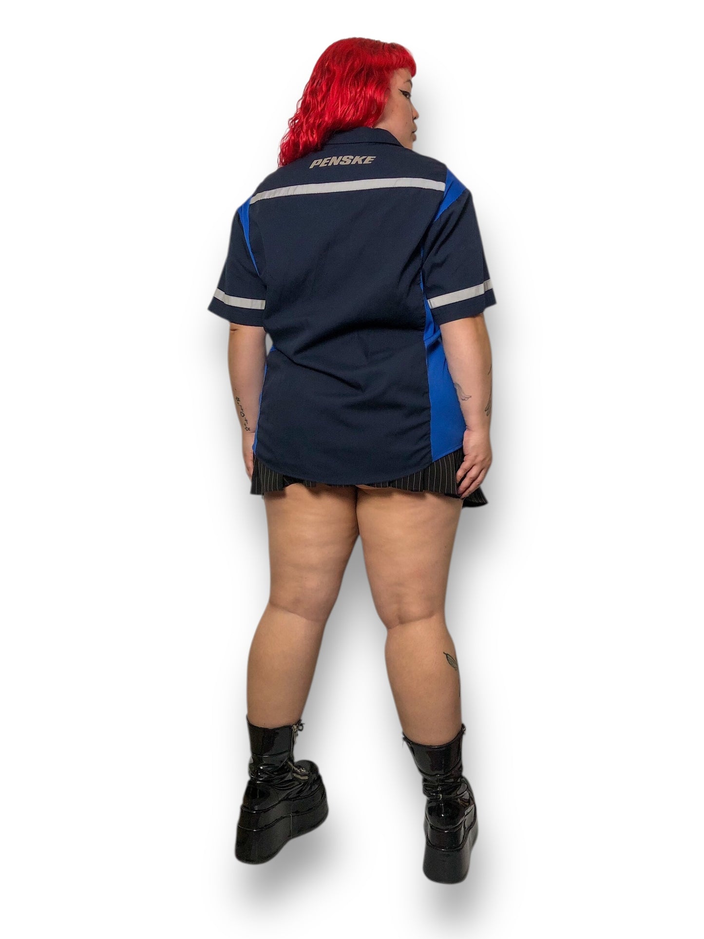 Y2K/Modern Navy Blue Work Shirt (XL/2X)