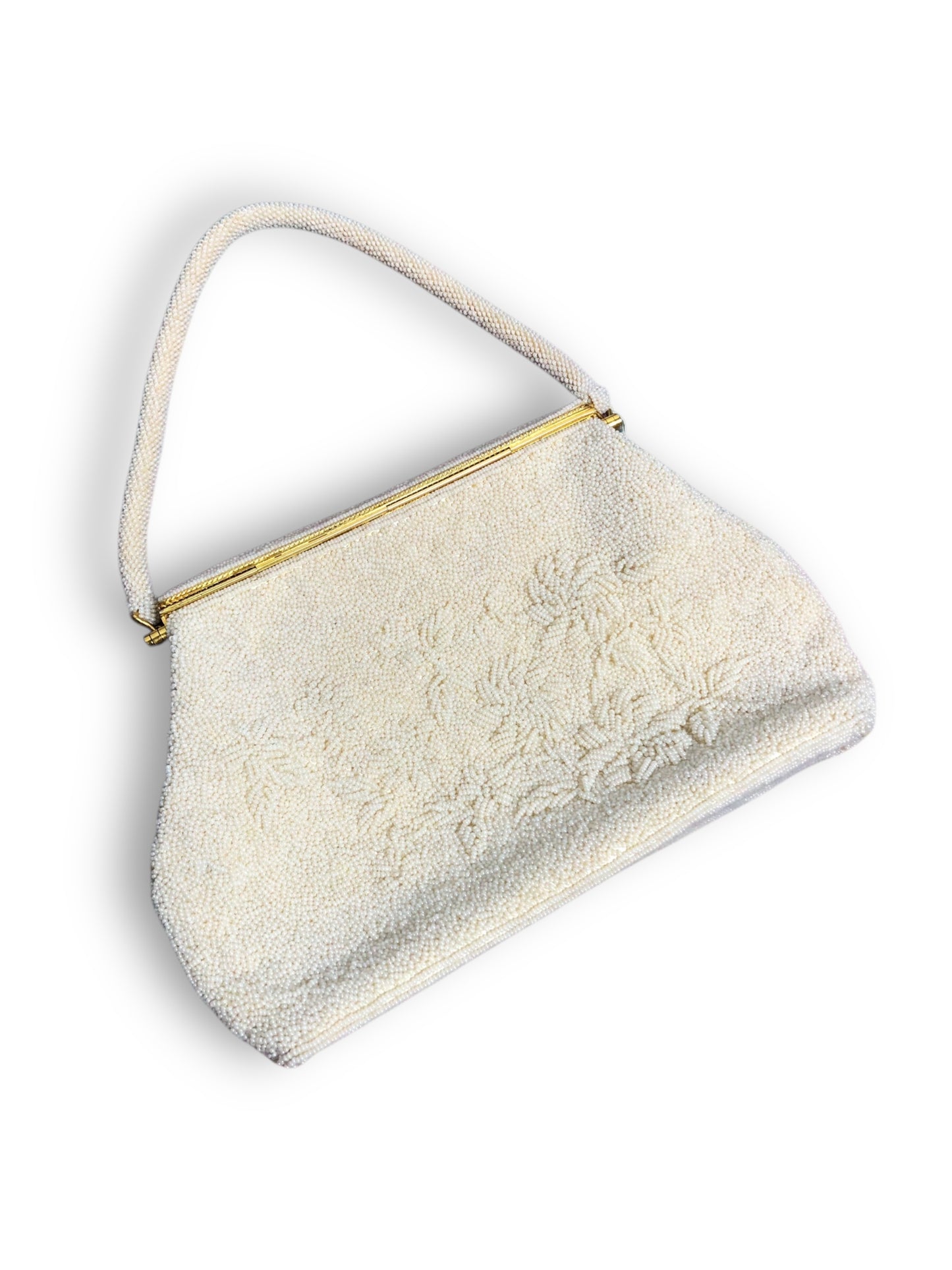 Vintage White Beaded Handbag