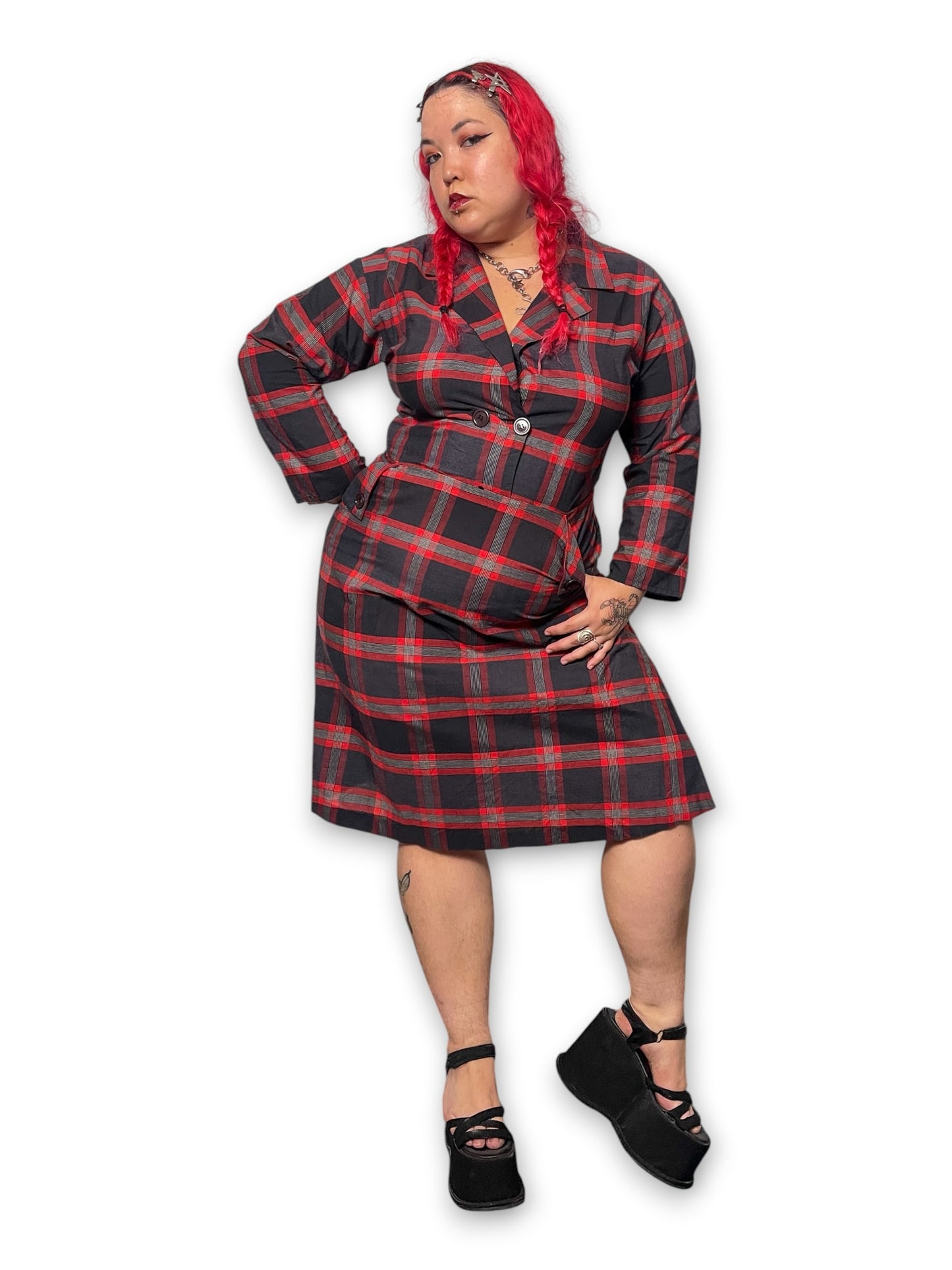 80’s Retro Grunge Shirt Dress (XL)