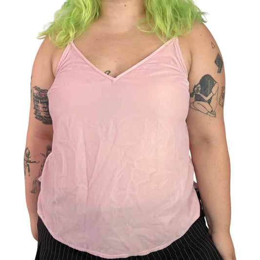 Y2K Old Navy Baby Pink Velvet Tank Top (XL)