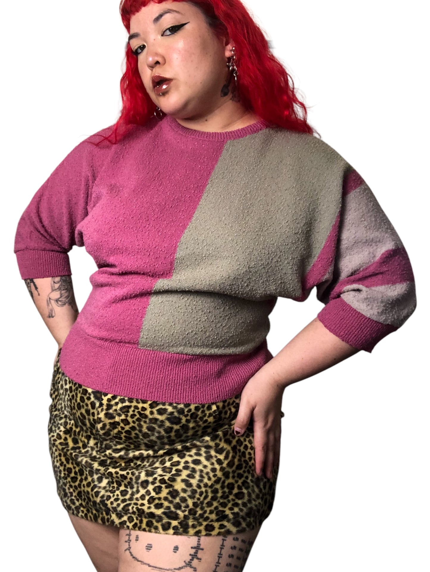 80’s/90’s Rejoice! Pink Striped Sweater (L/XL/2X)
