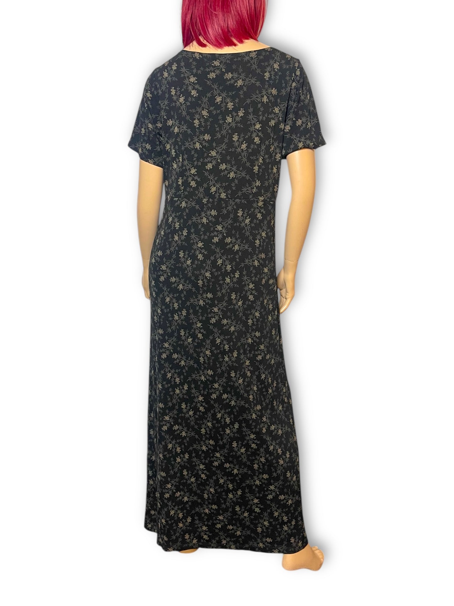 90’s Eddie Bauer Black Floral Maxi Dress (L)