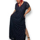 Y2K Connected Navy Blue Floral Lace Evening Dress (3X)