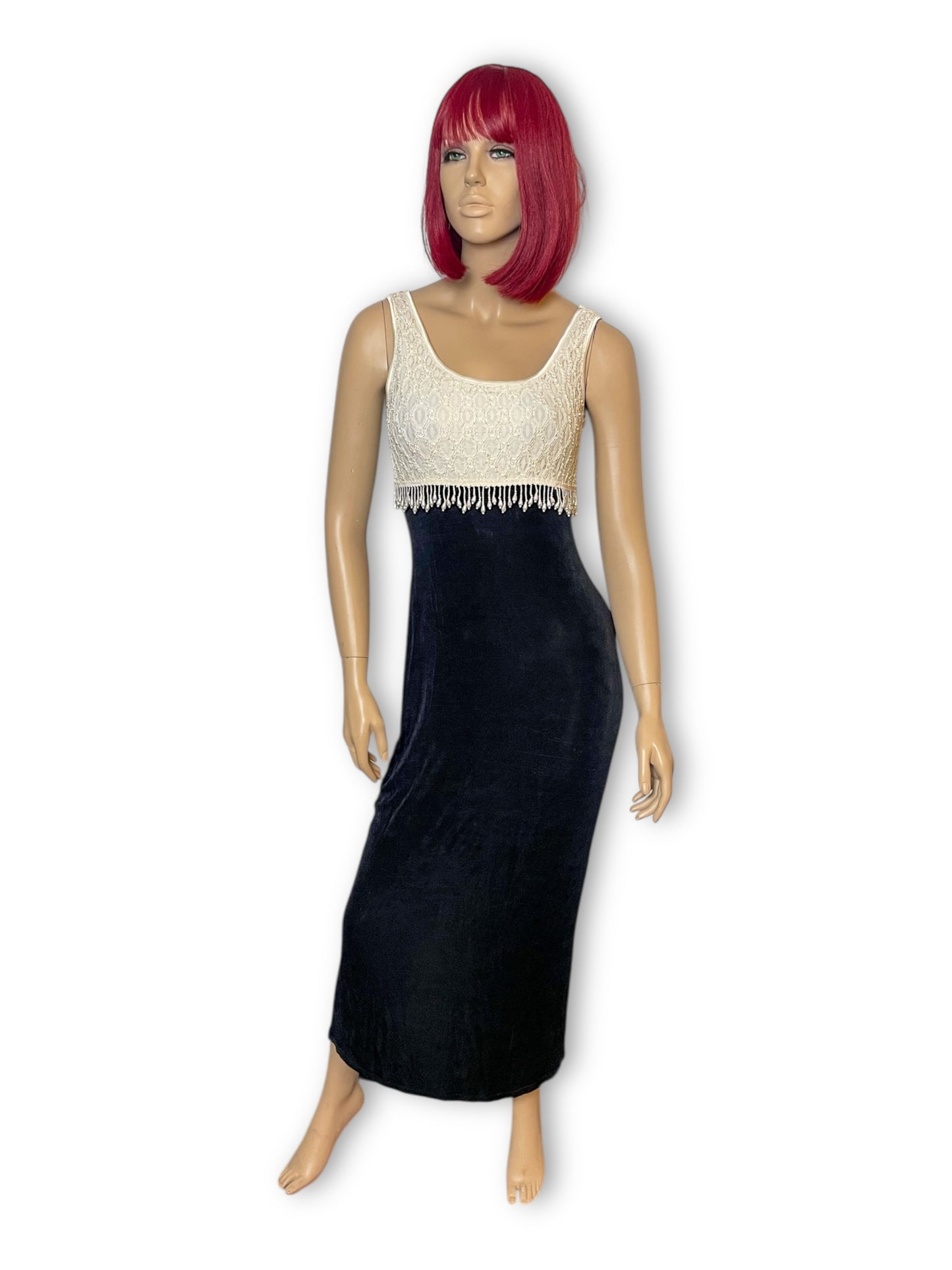 80’s/90’s Together Black and White Slinky Cocktail Dress (S/M/L)