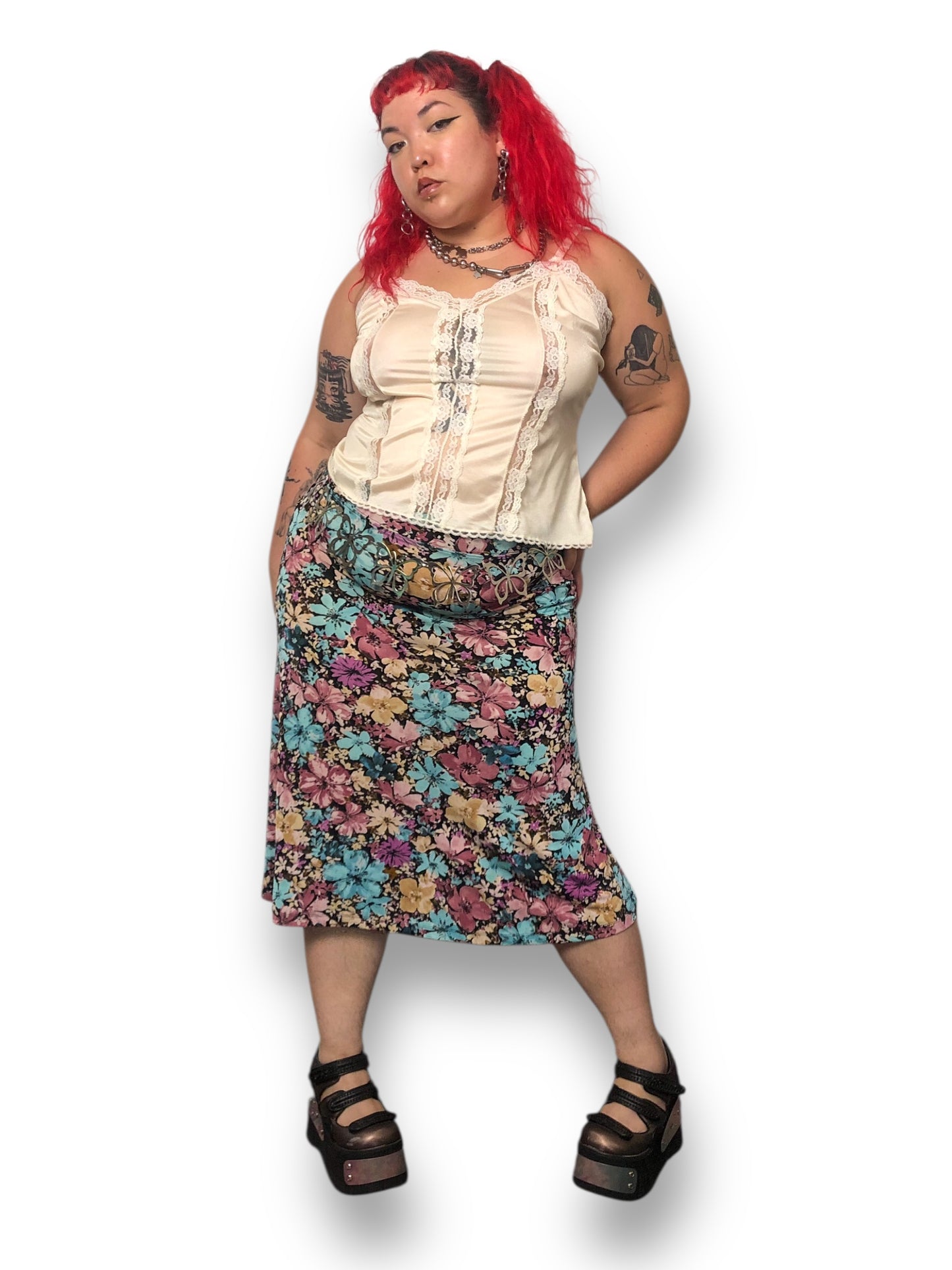 Y2K Jaclyn Smith Colorful Floral Skirt (L/XL/2X)