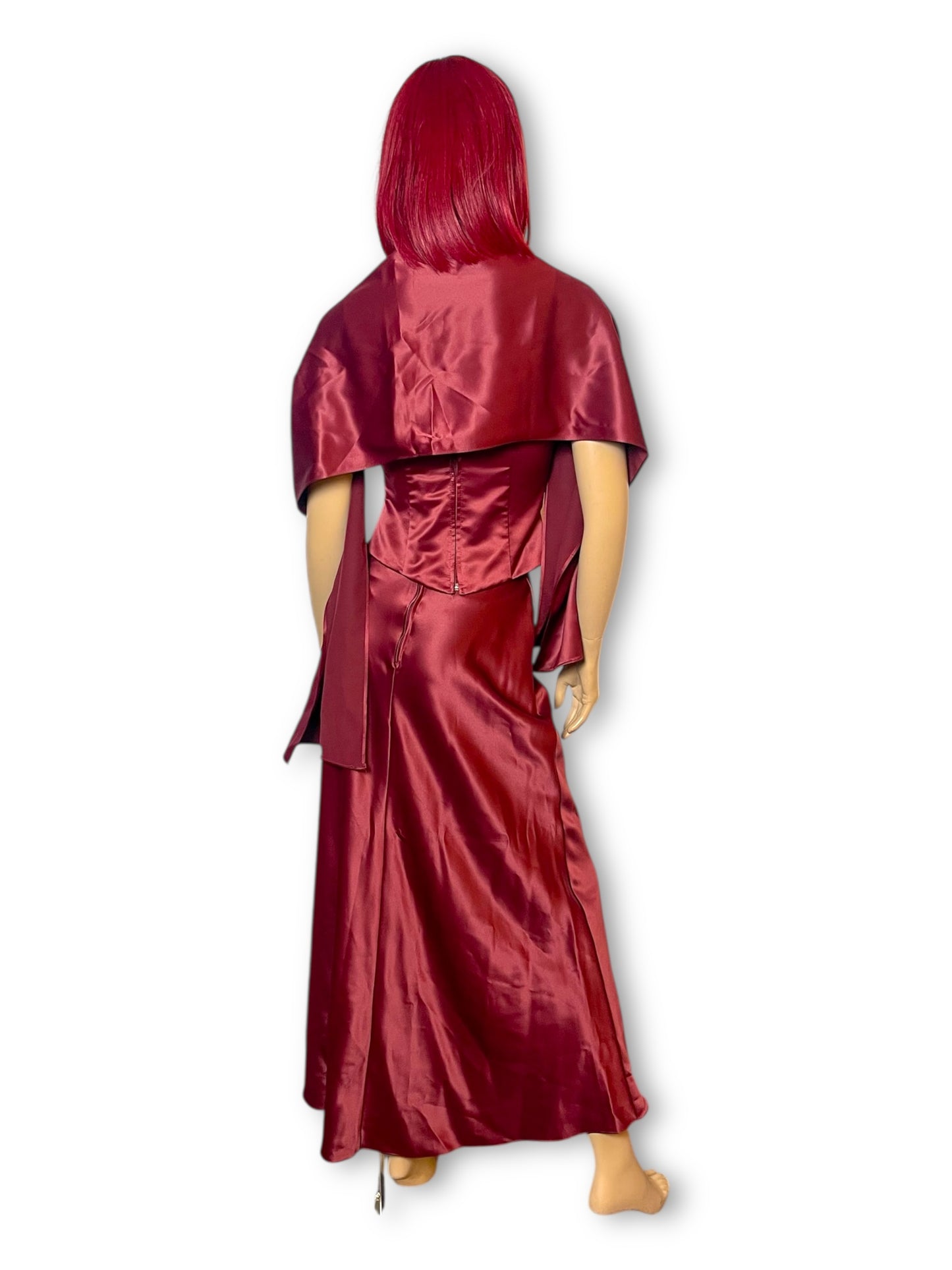90’s Rebecca Burgundy Satin 3-Piece Evening Set (XS)