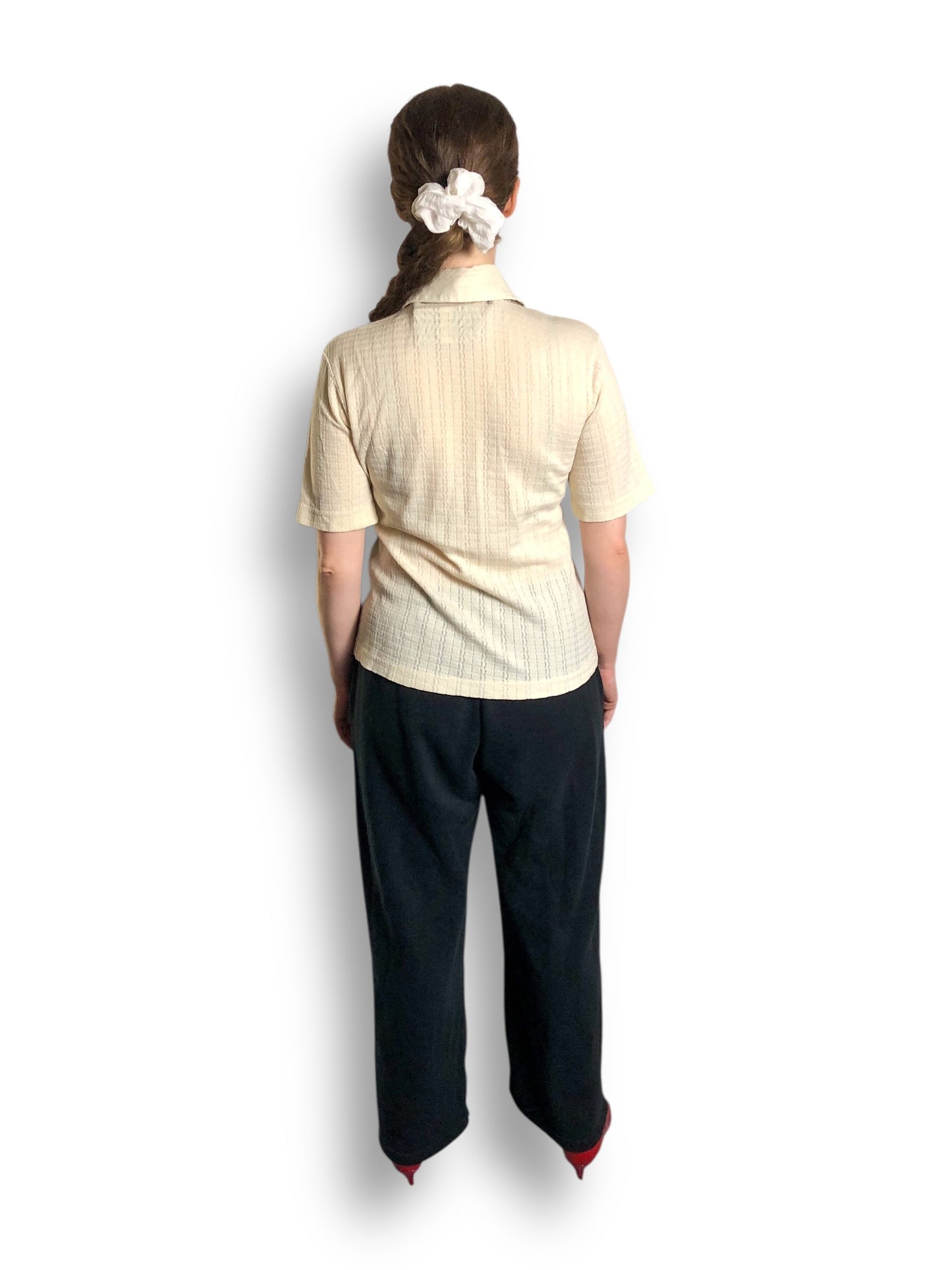 60’s/70’s White Retro Knit Shirt (M)