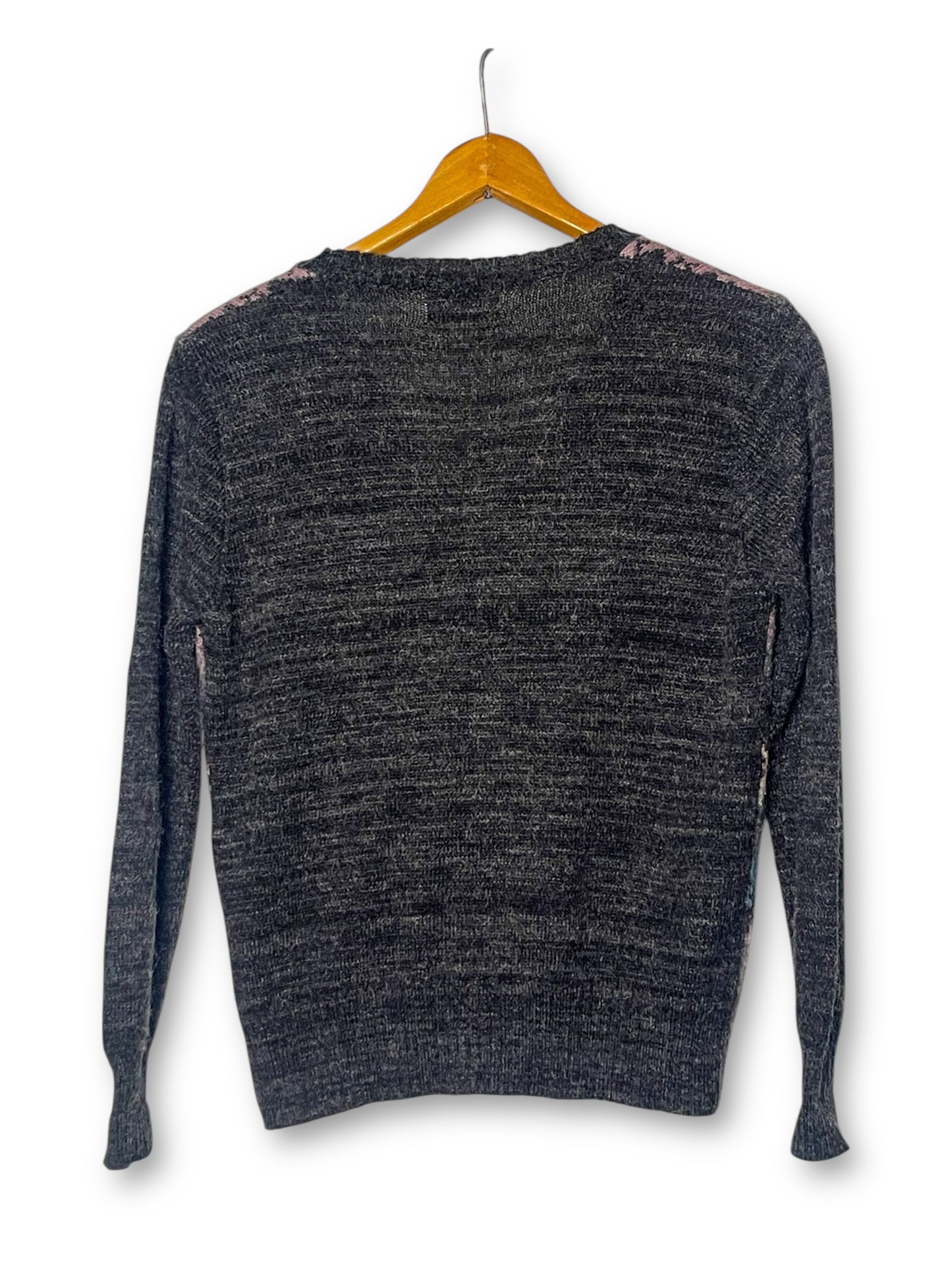 80’s Loubella Gray Argyle Knit Cardigan Sweater (L)