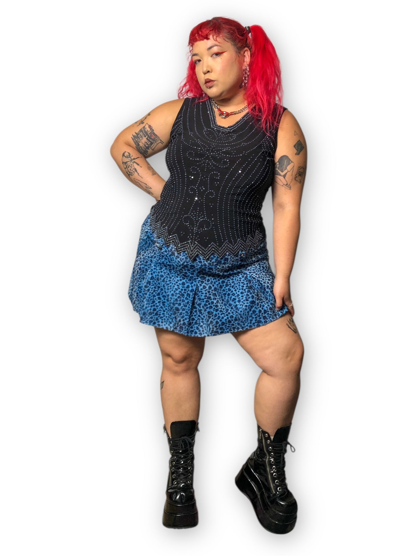 90’s/Y2K S. Levine Black Beaded Tank Top (2X)