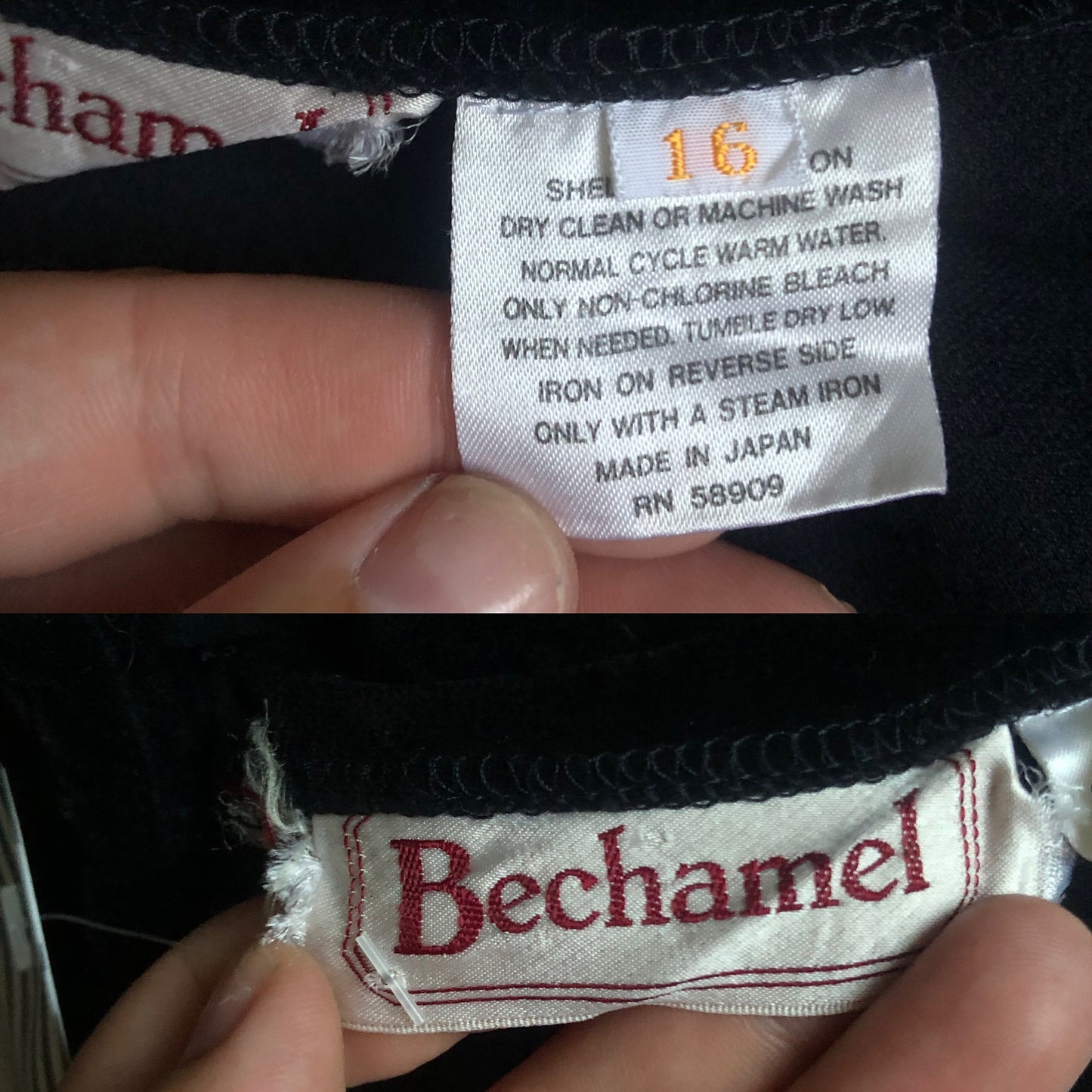 60’s/70’s Bechamel Black Velvet Midi Dress (XL)
