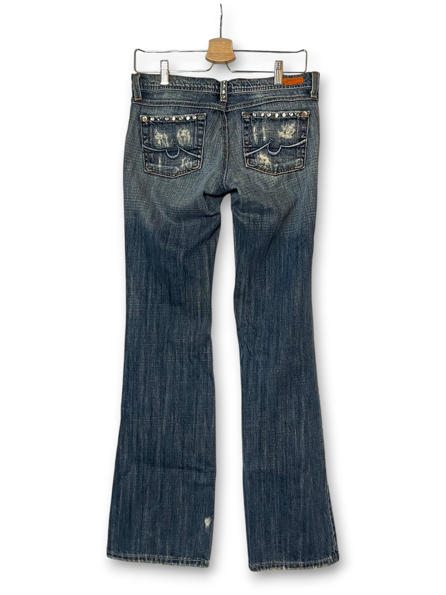 Y2K Medium Wash Distressed Jeans (S)