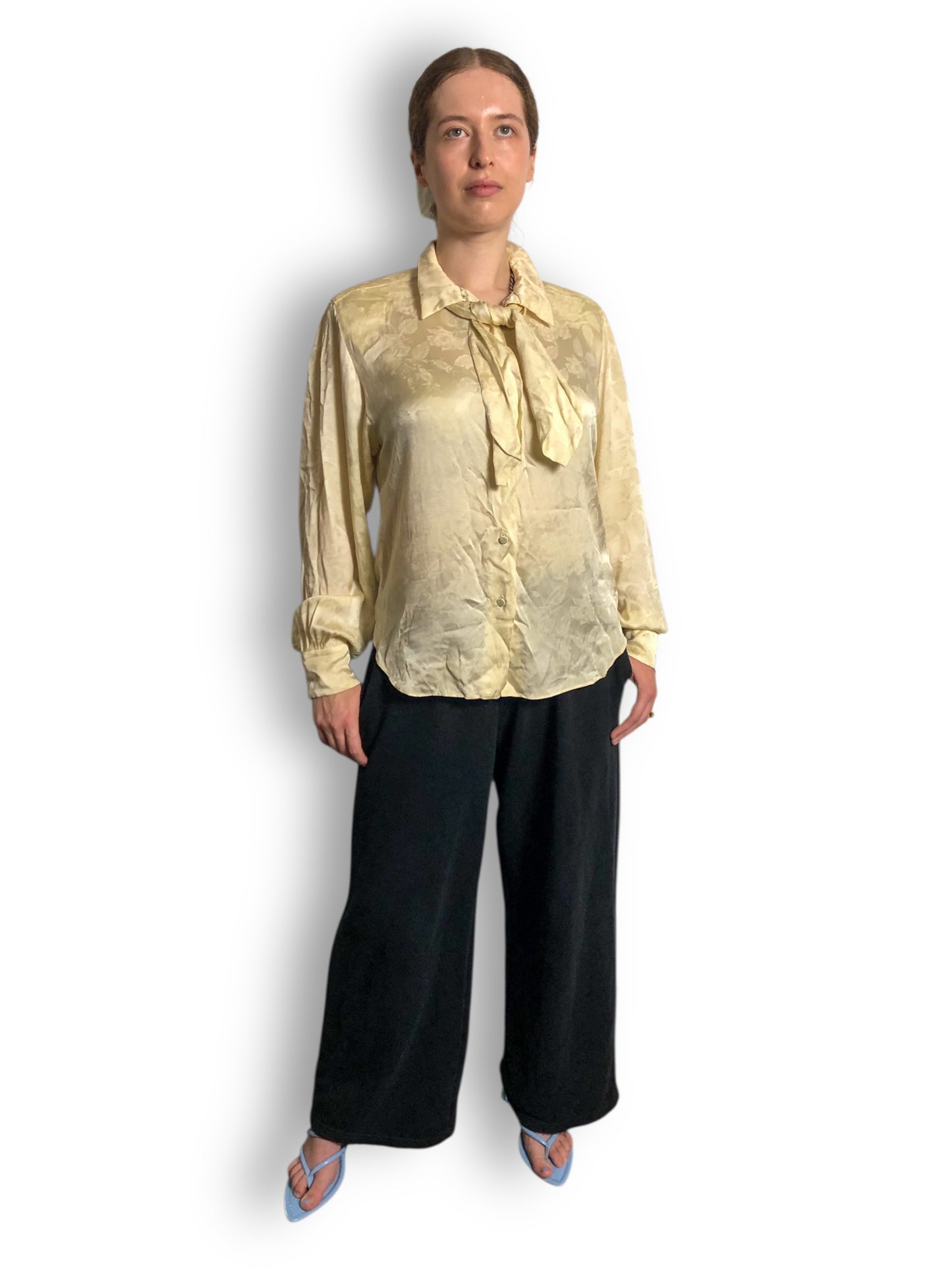 80’s Gloria Sachs Cream Floral Blouse (L)