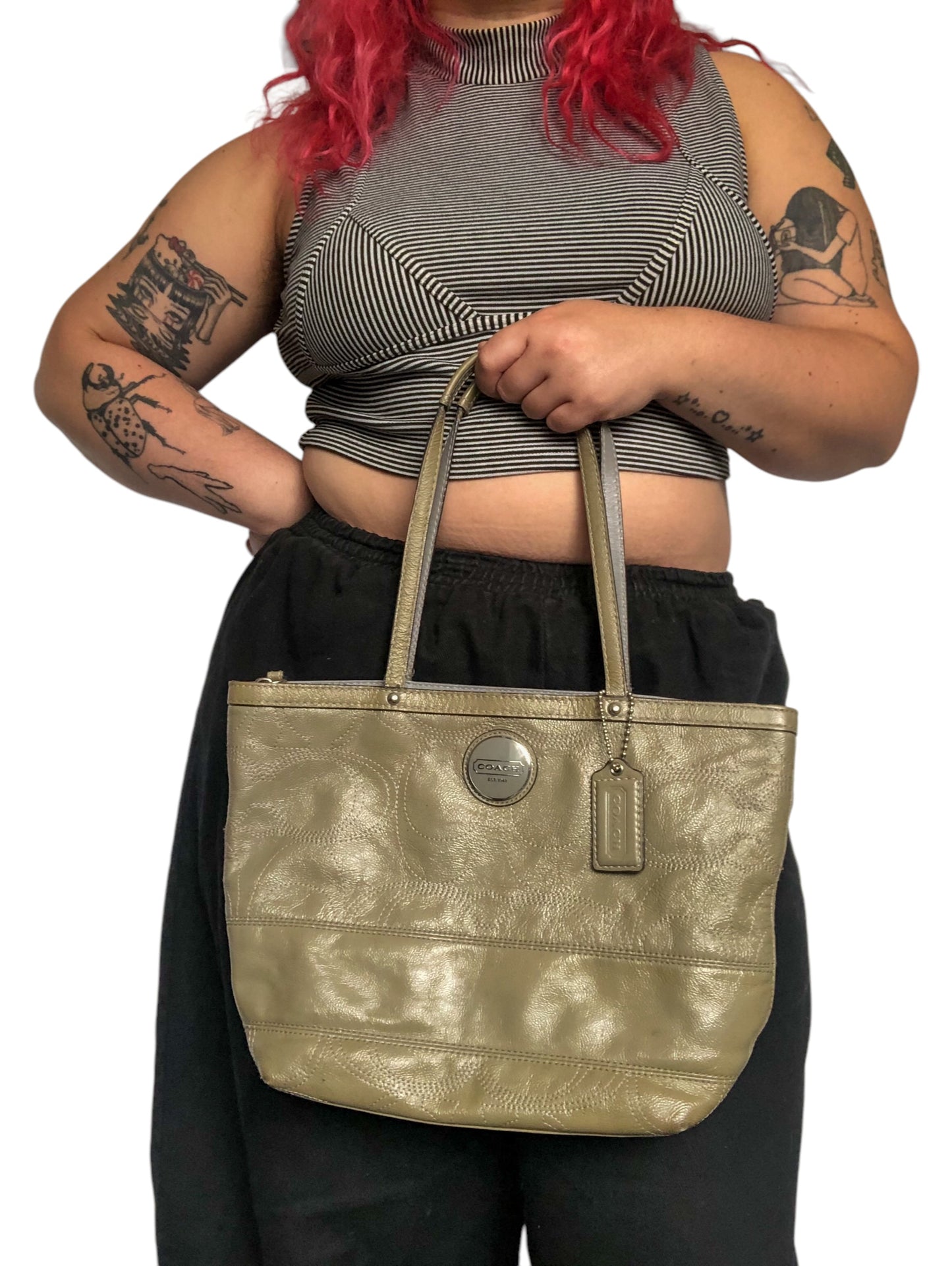 Coach Patent Olive Khaki Purse