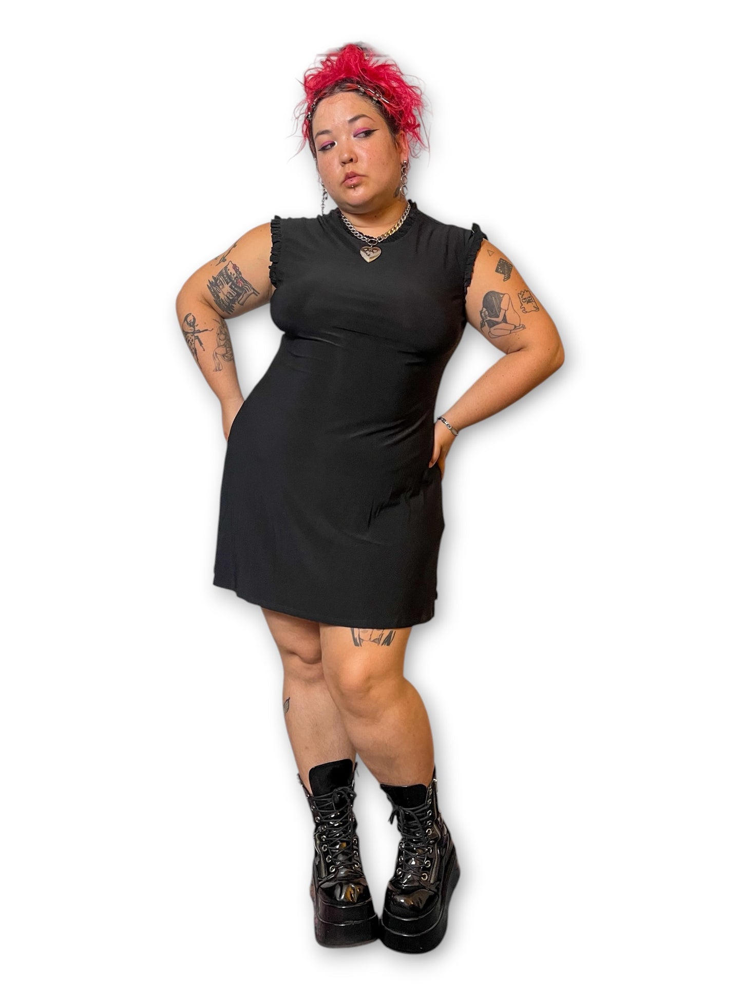 90’s/Y2K Black Slinky Mini Dress (XL/1X)