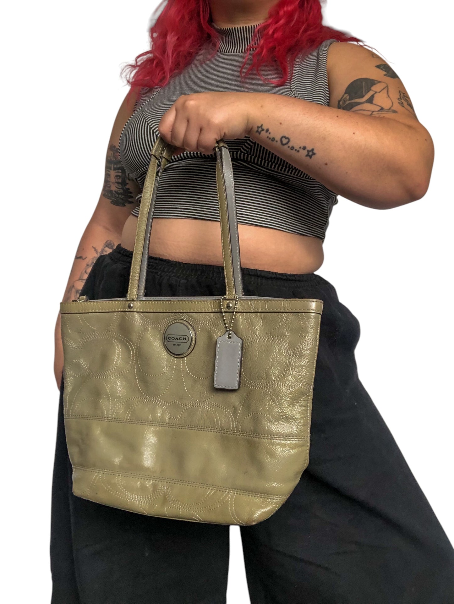 Coach Patent Olive Khaki Purse