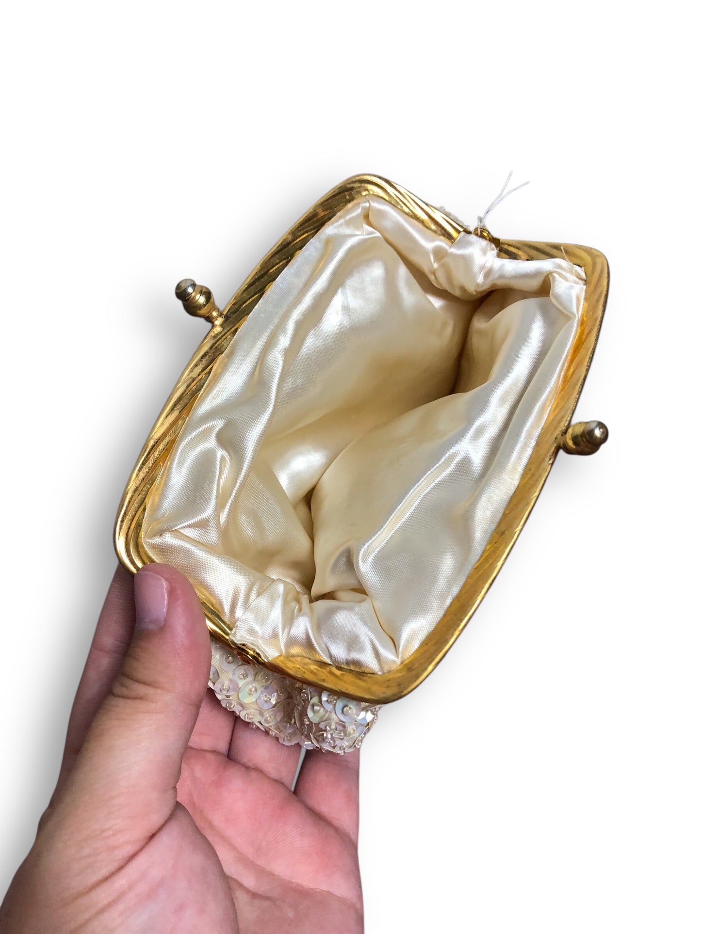 Vintage White Beaded Coin Purse