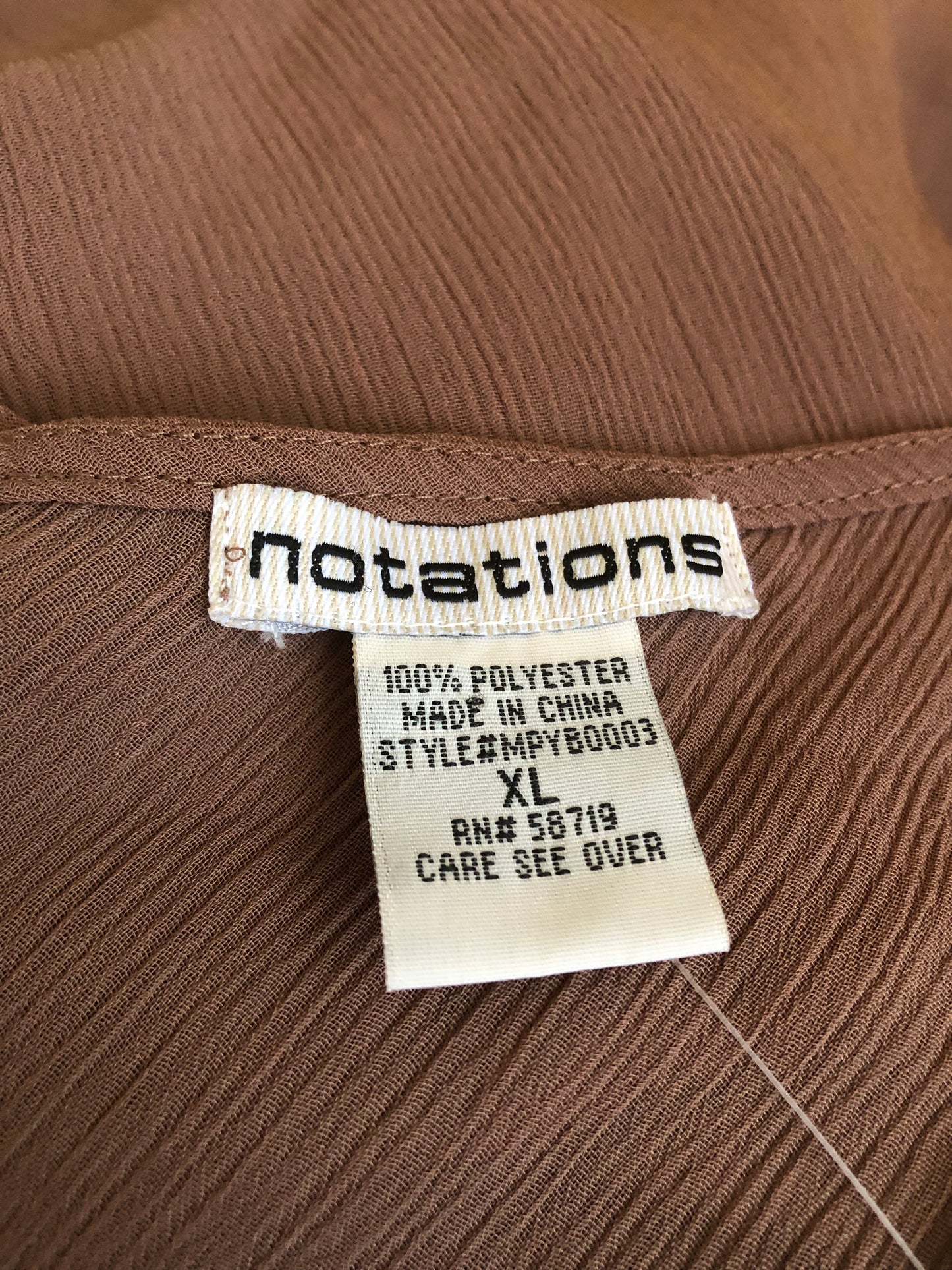 90’s Notations Brown Sheer Tank Top (XL)