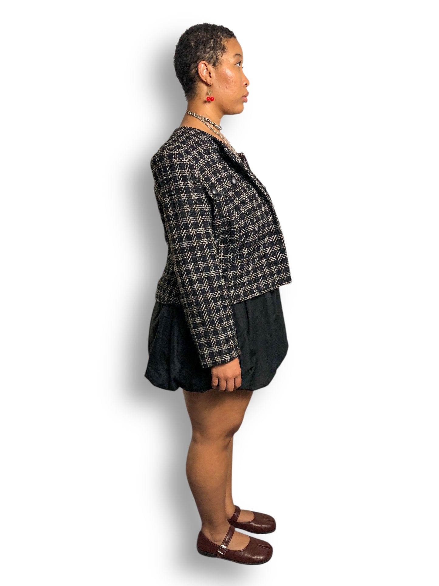 80’s Basson Black and White Plaid Knit Blazer (XL/2X)