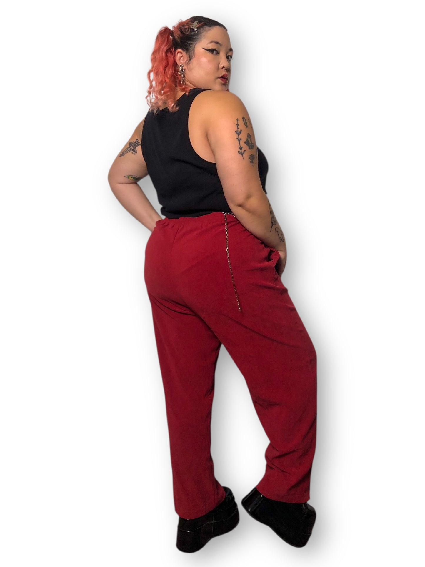 Y2K Joanna Red Faux Suede Pants (3X)
