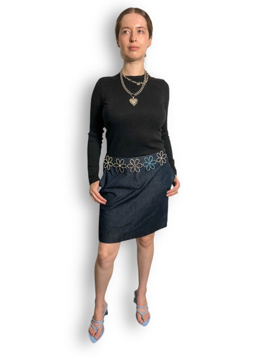 90’s/Y2K Kenneth Cole Dark Wash Denim Skirt (L)