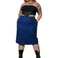 80’s Daniel Niveau Blue and Black Houndstooth Plaid Pencil Skirt (2X)