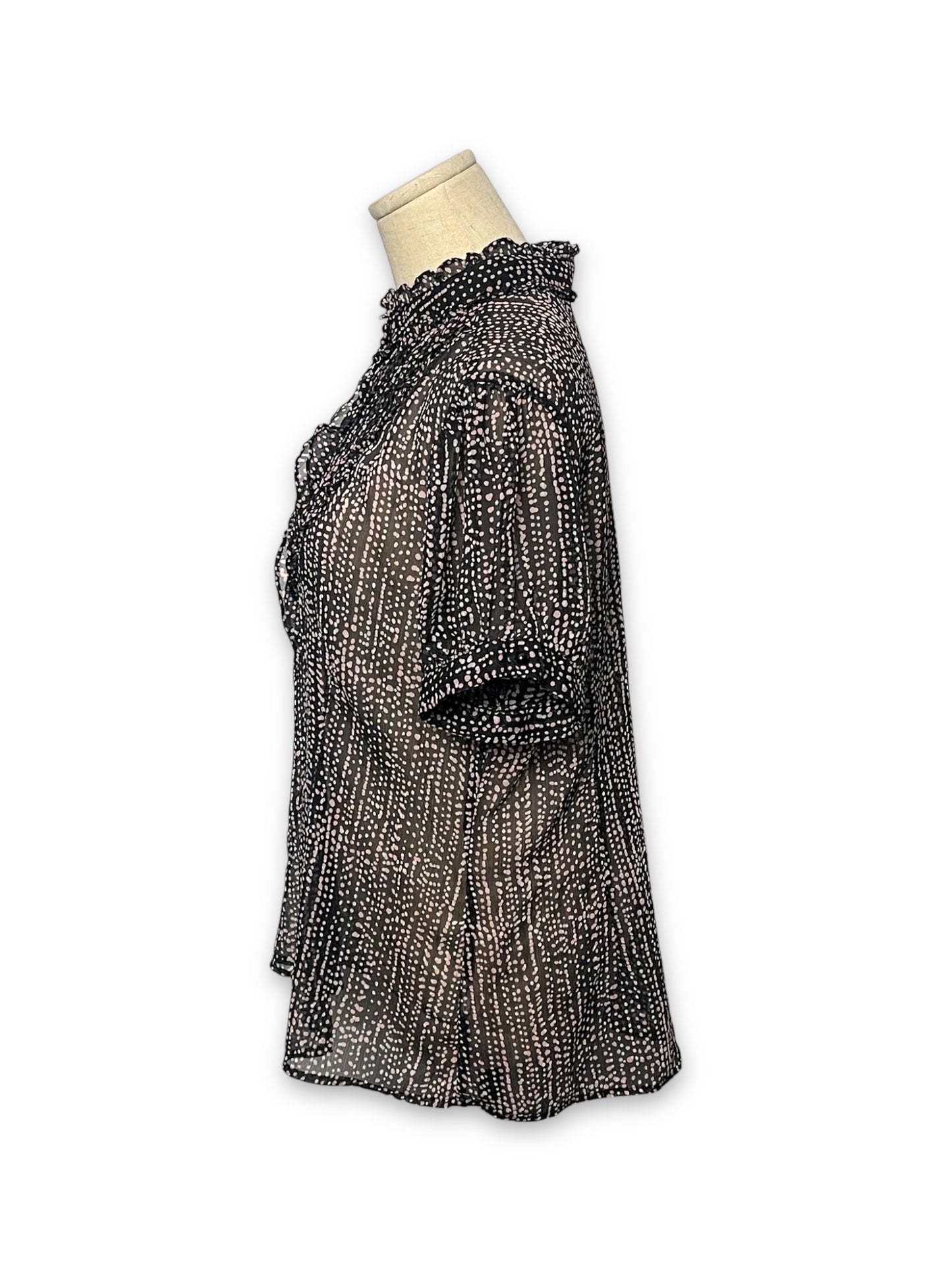 Y2K Polka Dot Sheer Blouse (XL)