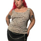 90’s Alex Evenings Glittery Tan Leafy Print Tank Top (XL/2X)