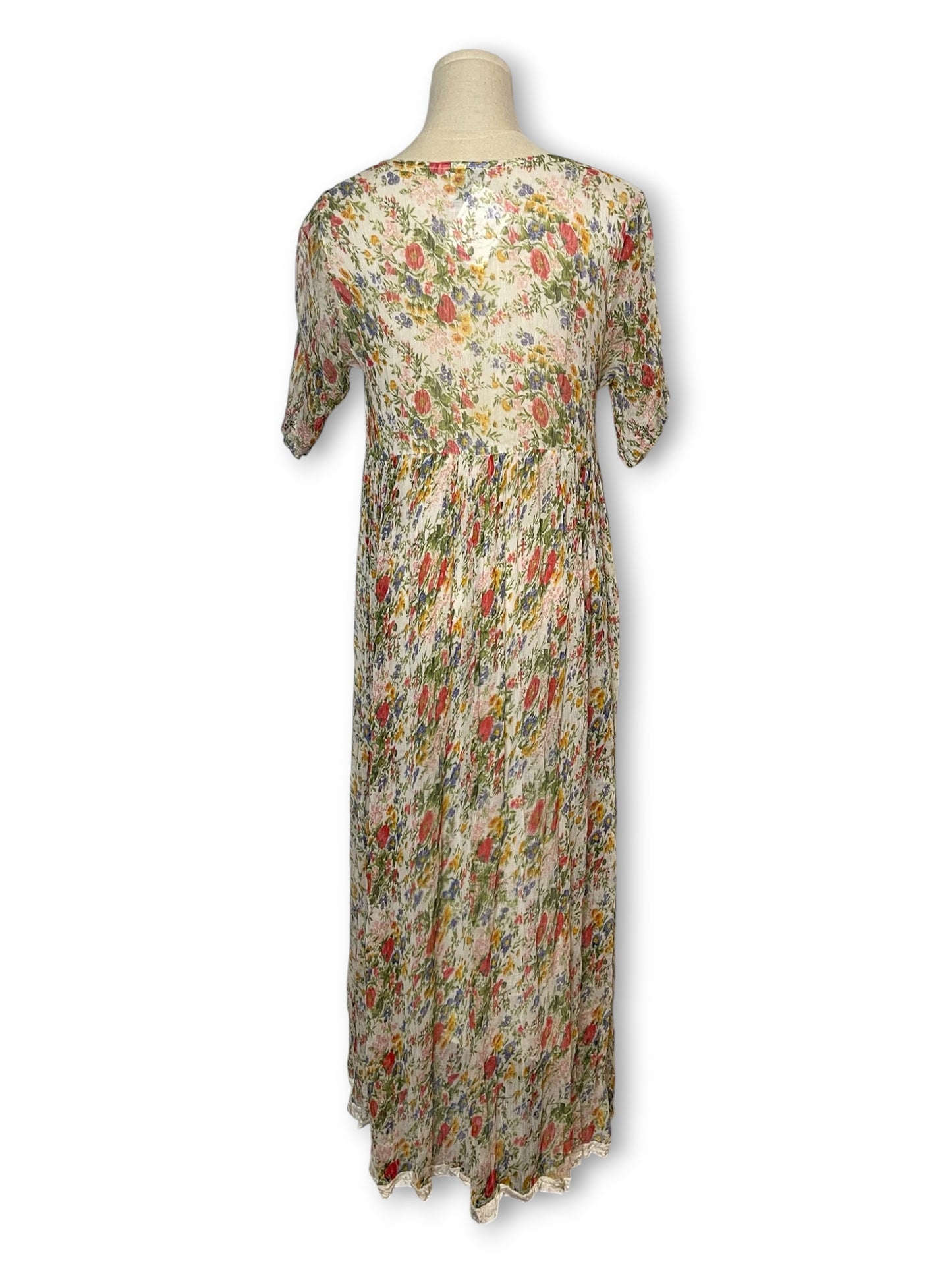 90’s Floral Print Cottage Maxi Dress (M)