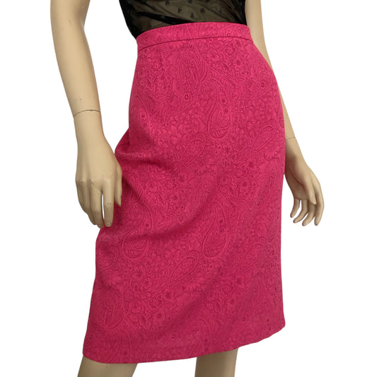 Y2K Another Thyme Pink Floral Paisley Pencil Skirt (XL)