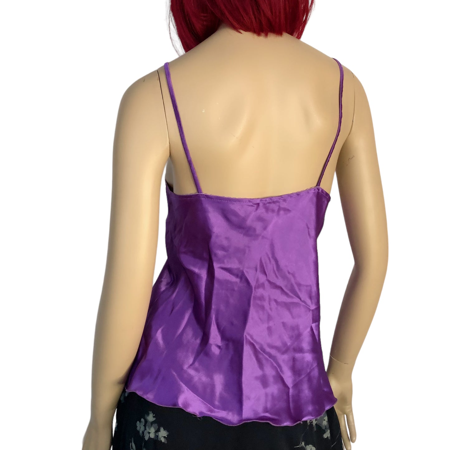 c u n t purple satin embroidered tank (M)