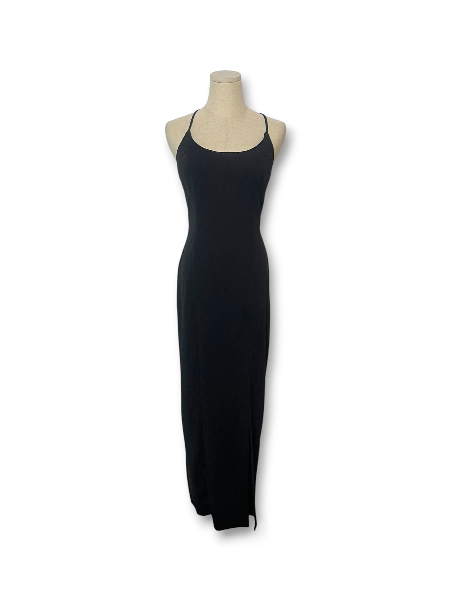 90’s Black Slinky Maxi Dress (XS/S)
