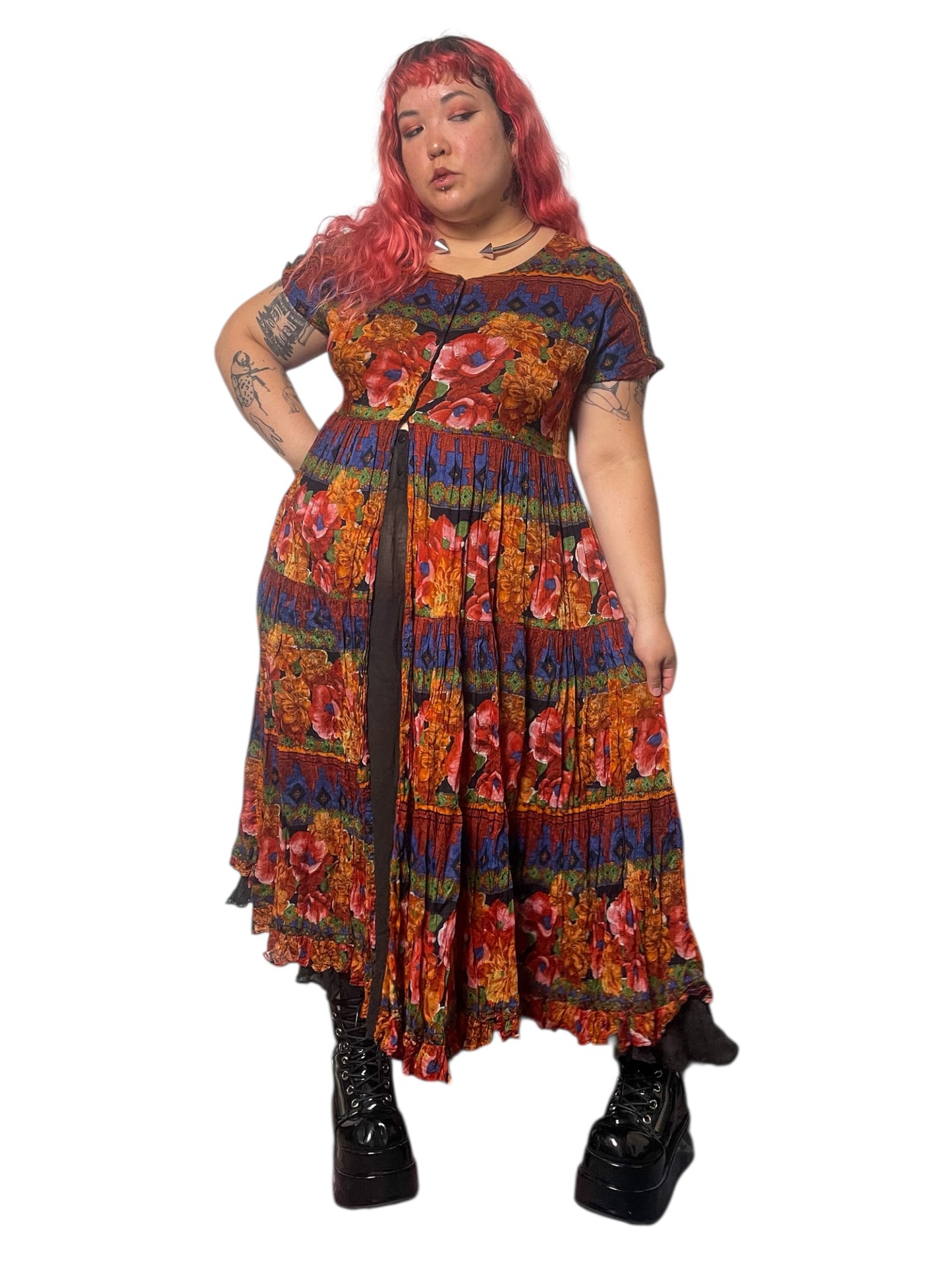 90’s/Y2K Boho Print Maxi Dress (XL/1X)
