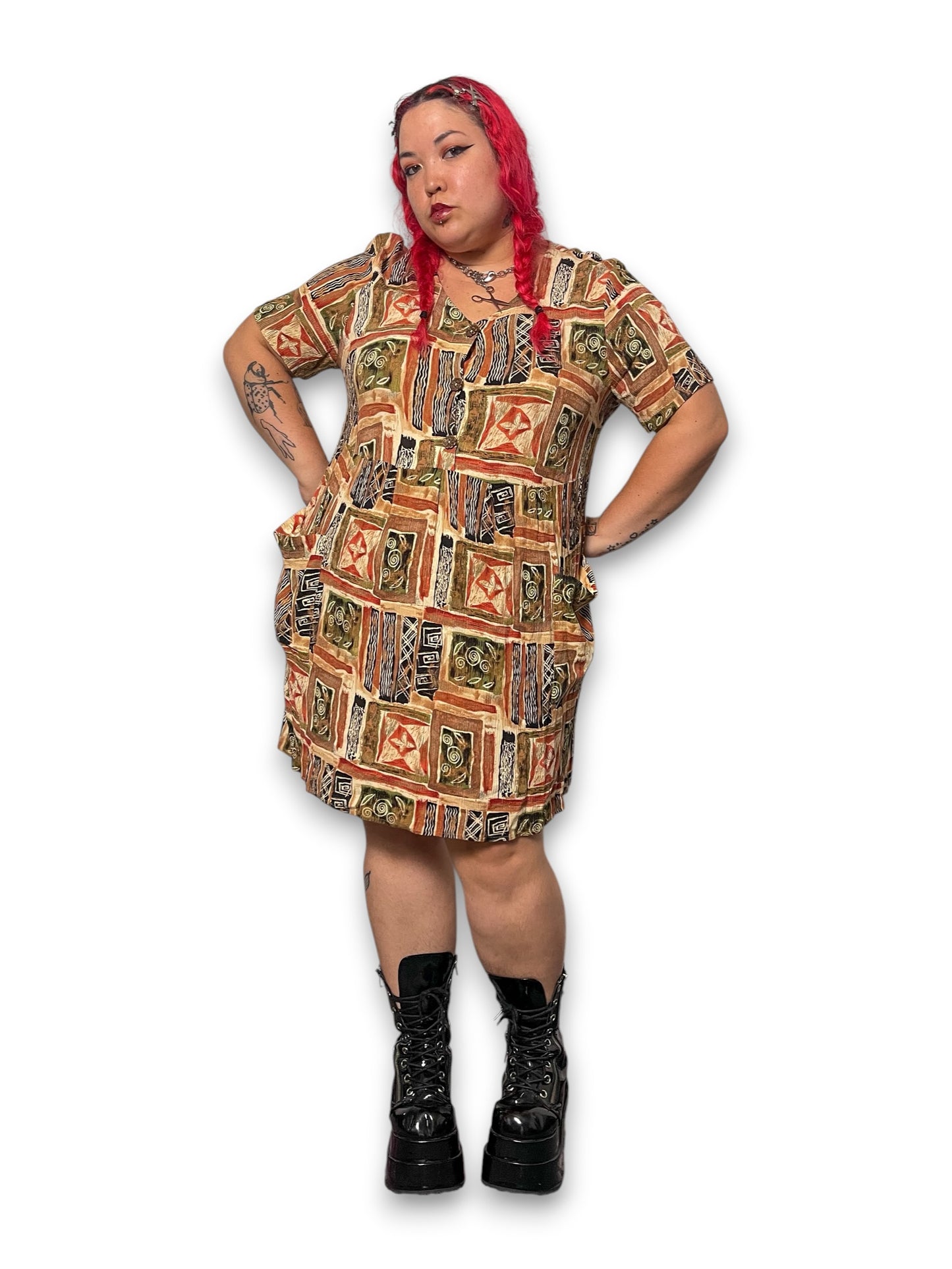90’s/Y2K Boho Print Dress (XL/1X)