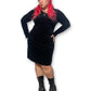 Y2K Black Velvet Long Sleeve Dress (XL/1X)
