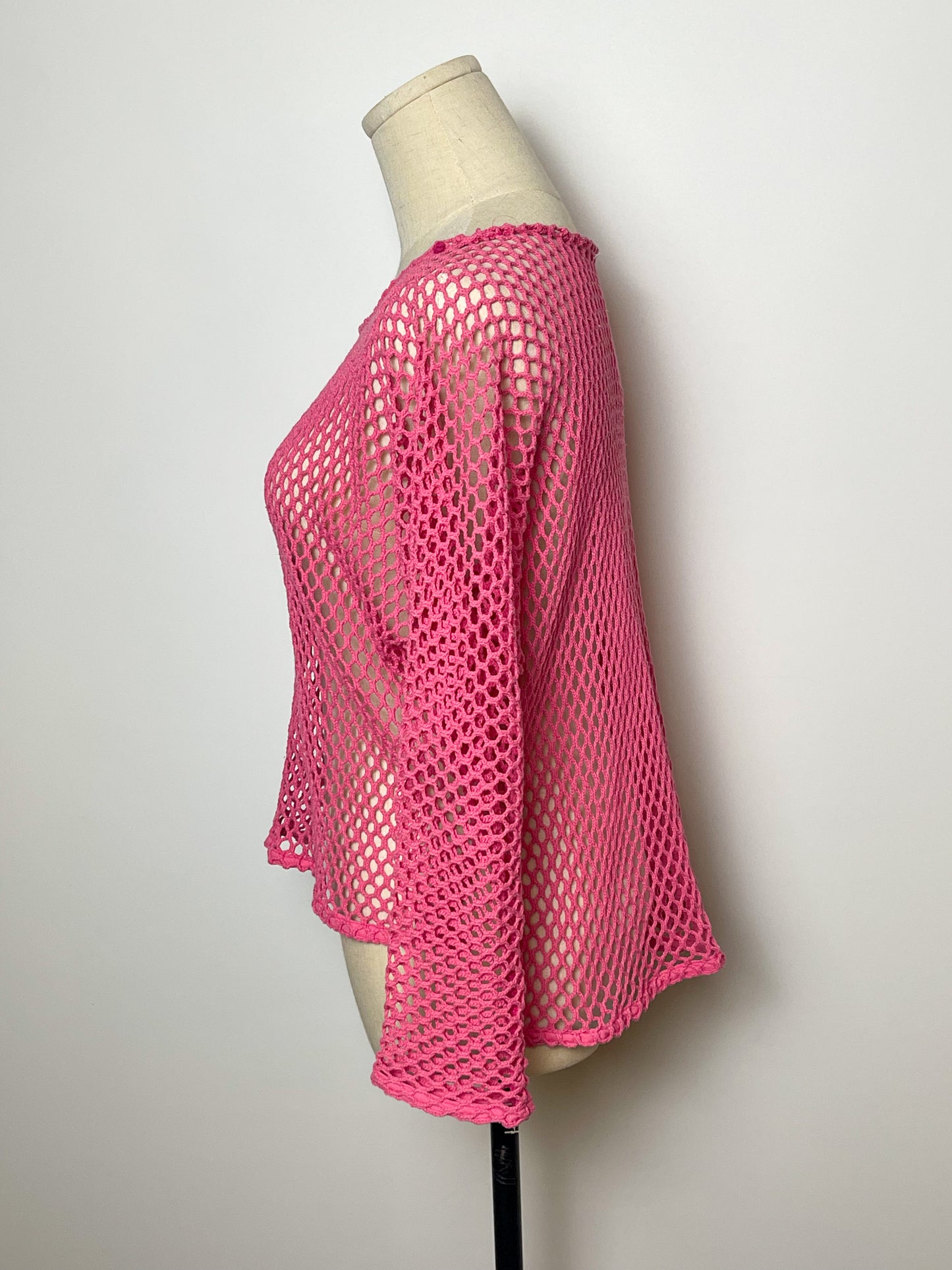 Vintage Pink Fishnet Long Sleeve Top (L/XL)