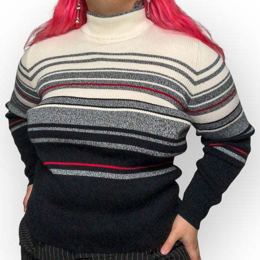 90’s Karen Scott Striped Mock Turtleneck Sweater (XL)