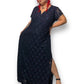 Y2K Connected Navy Blue Floral Lace Evening Dress (3X)