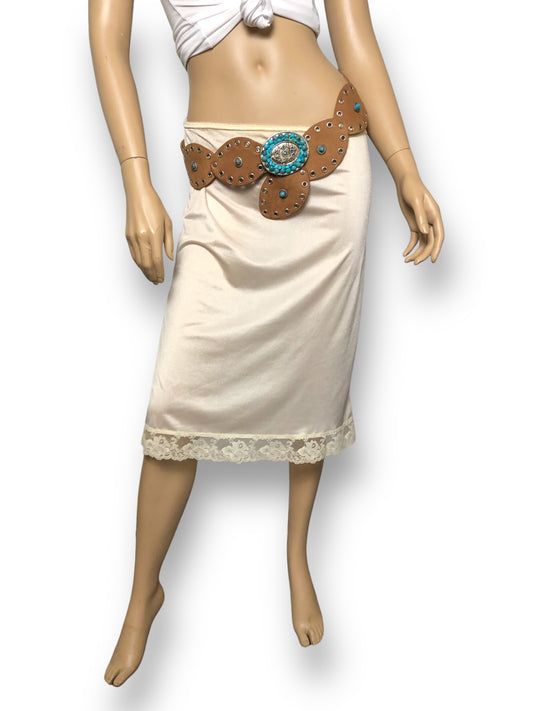 90’s/Y2K Cream Slip Skirt (M)
