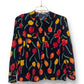 70’s/80’s Rèitre Navy Blue Floral Print Blouse (M)