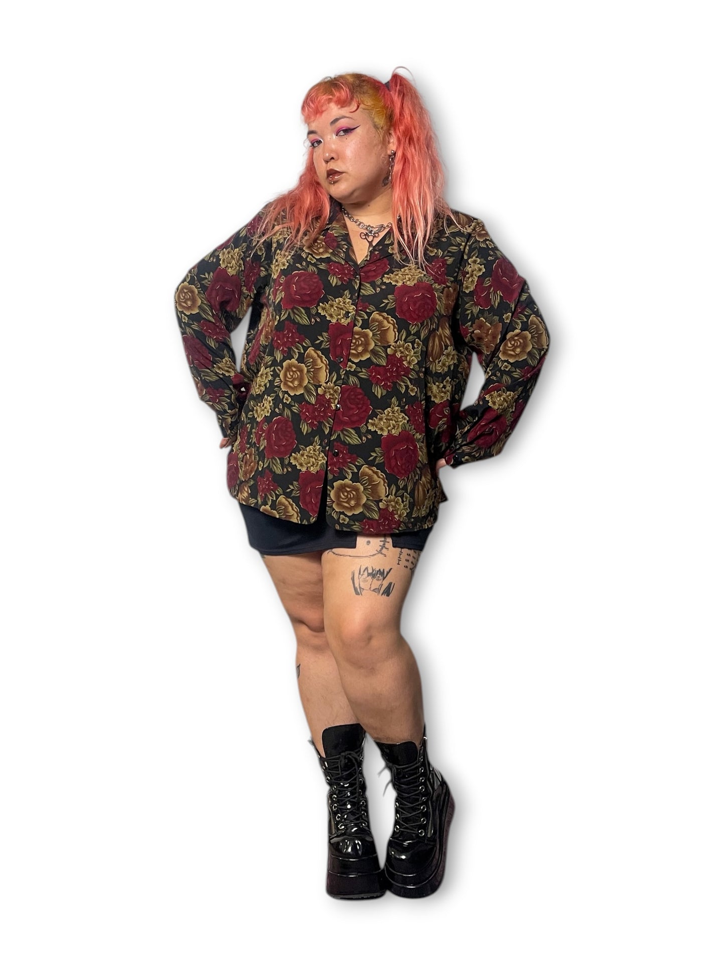 Y2K Dark Romantic Print Blouse (3X)