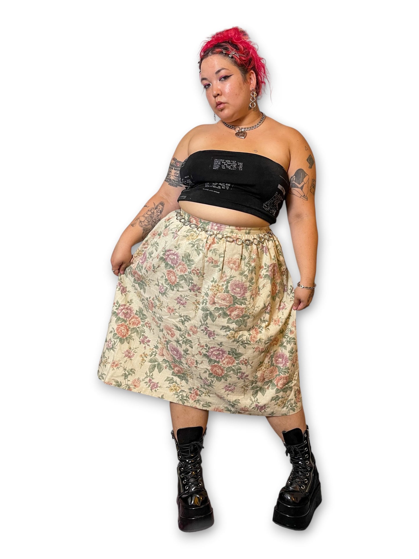 80’s/90’s Floral Cottage Pencil Skirt (XL/1X)