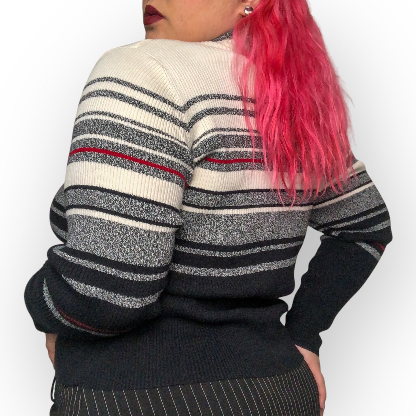 90’s Karen Scott Striped Mock Turtleneck Sweater (XL)