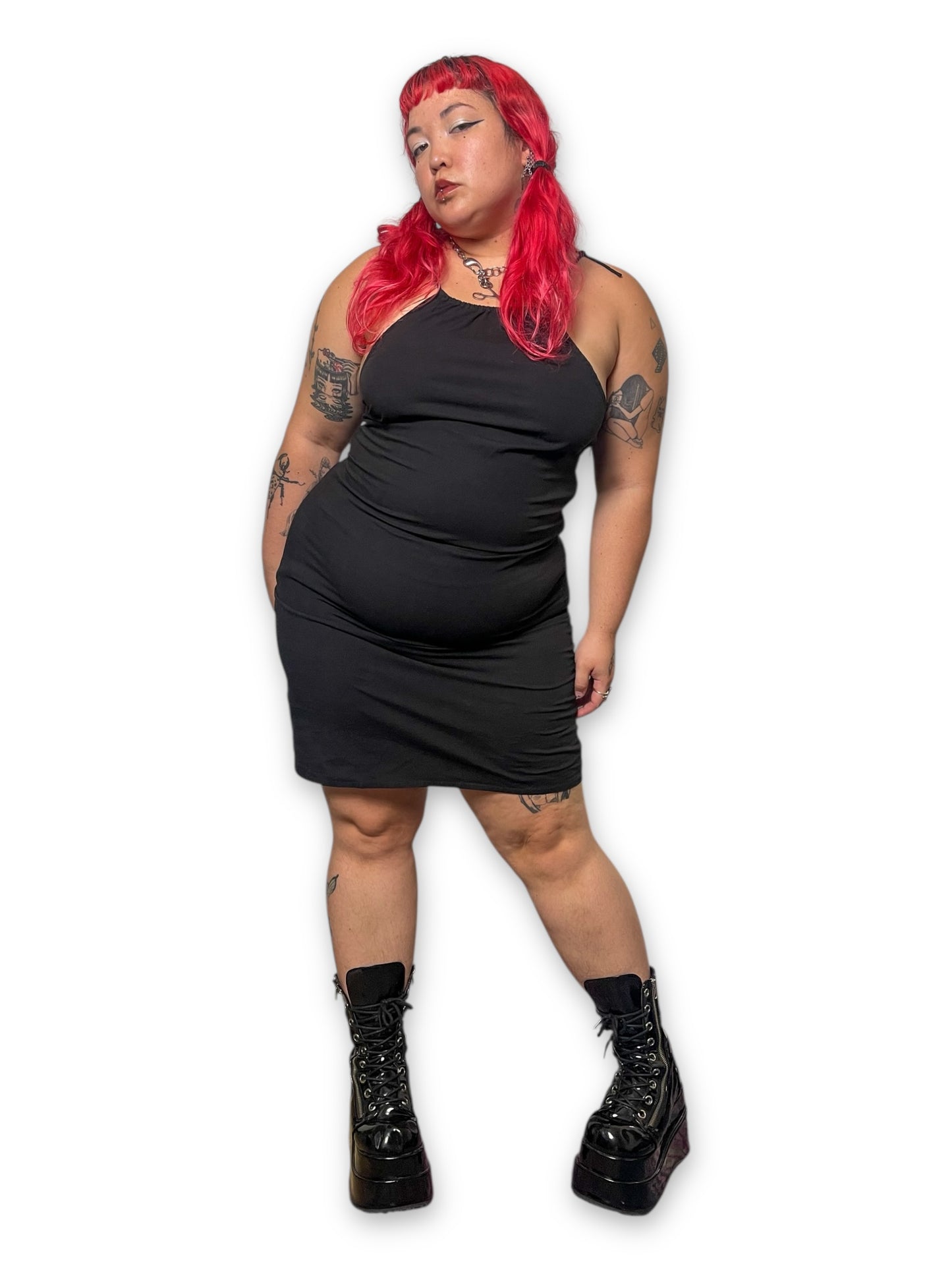 Y2K/Modern Black Halter Dress (XL)