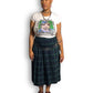 80’s Requirements Green Tartan Plaid Pleated Midi Skirt (XL)