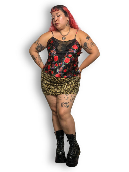 90’s Delicates Black Floral Paisley Tank Top (XL)