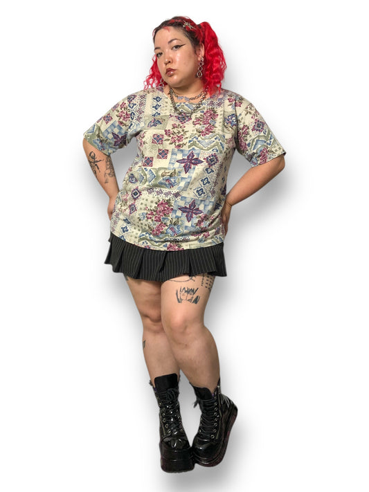 80’s/90’s Katelyn Rose Tan Patterned Shirt (2X)