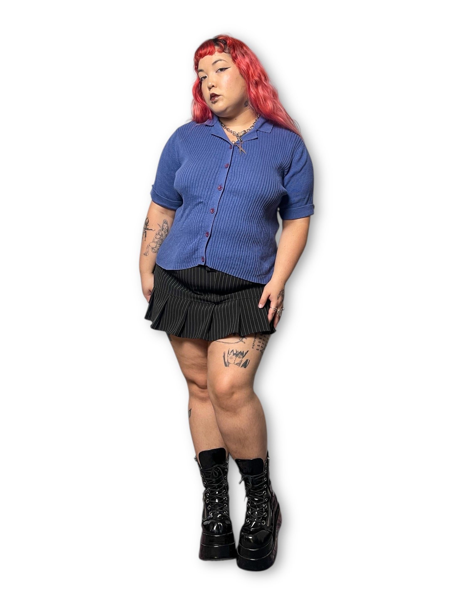 90’s Sag Harbor Blue Knit Blouse (L)