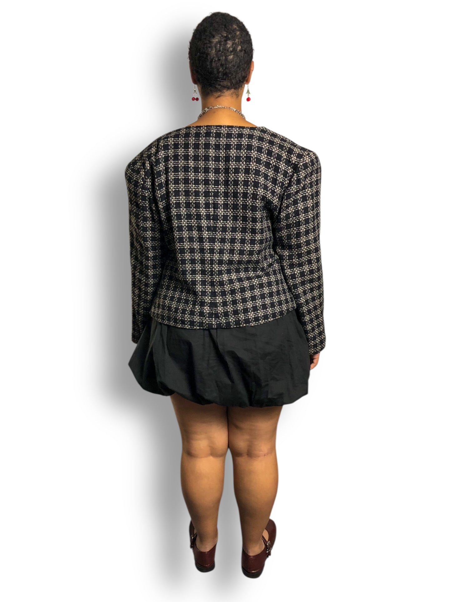 80’s Basson Black and White Plaid Knit Blazer (XL/2X)